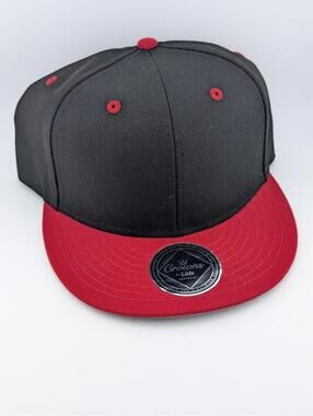 Crown By Lids Men's Flat Brim Red & Black Snapback Hat (New W/Stickers)